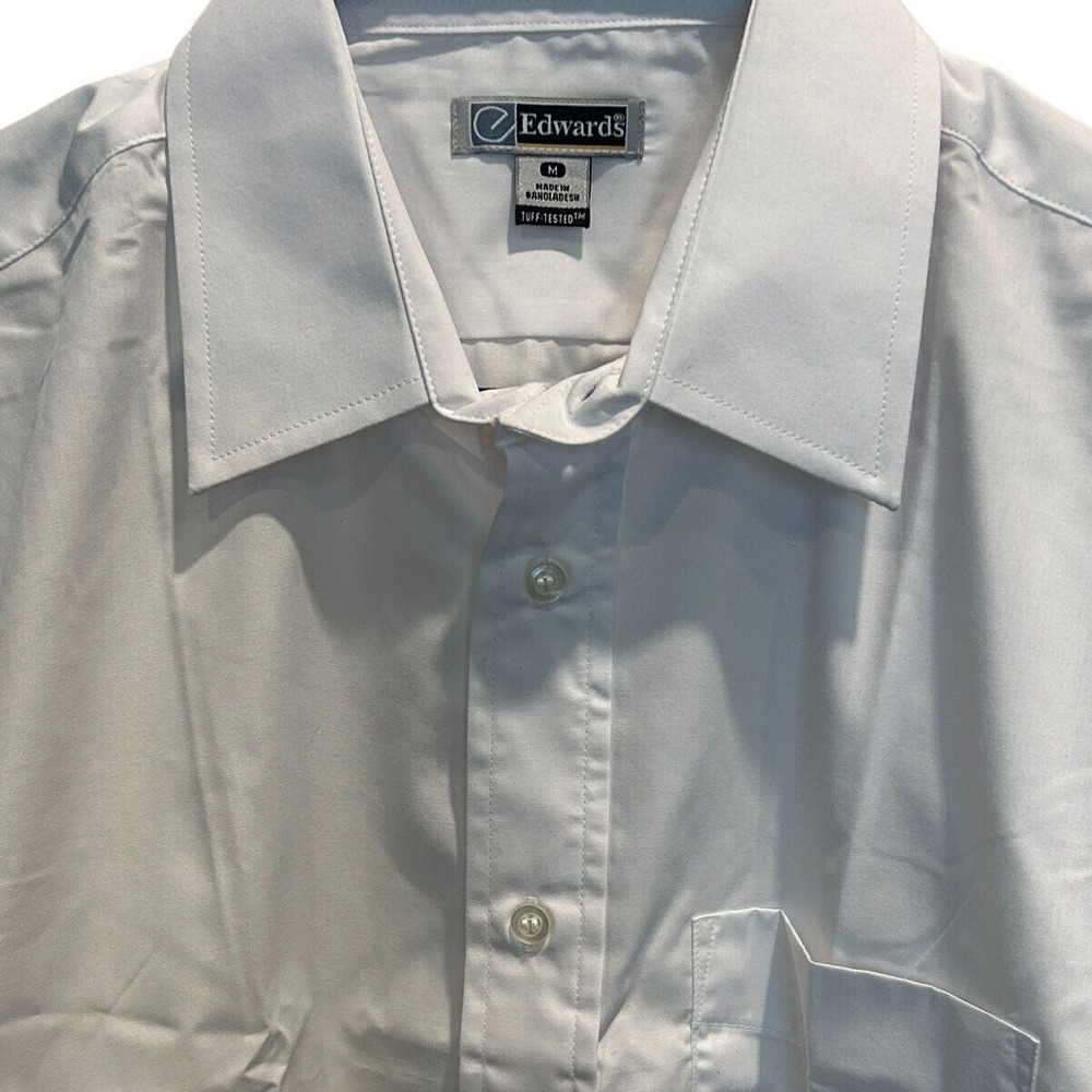 Edwards Button Down Shirt Medium Mens‎ White Short Sleeve Tuff-Tested 1313-000